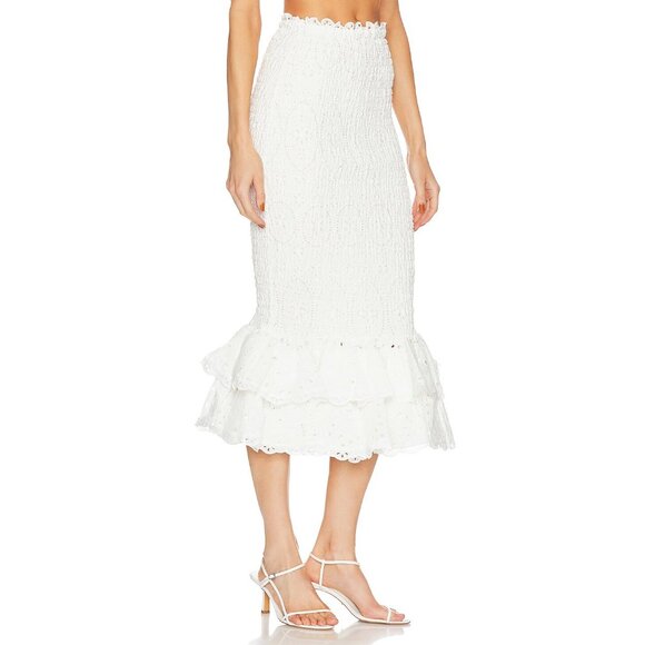 Charo Ruiz Ibiza Liliana Eyelet Midi Skirt White Fruition Womens Size Small - Picture 3 of 10
